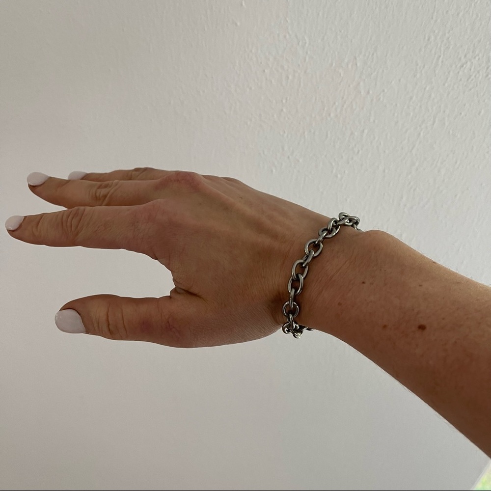 90's y2k vintage chain bracelet grunge silver color clasp chunky